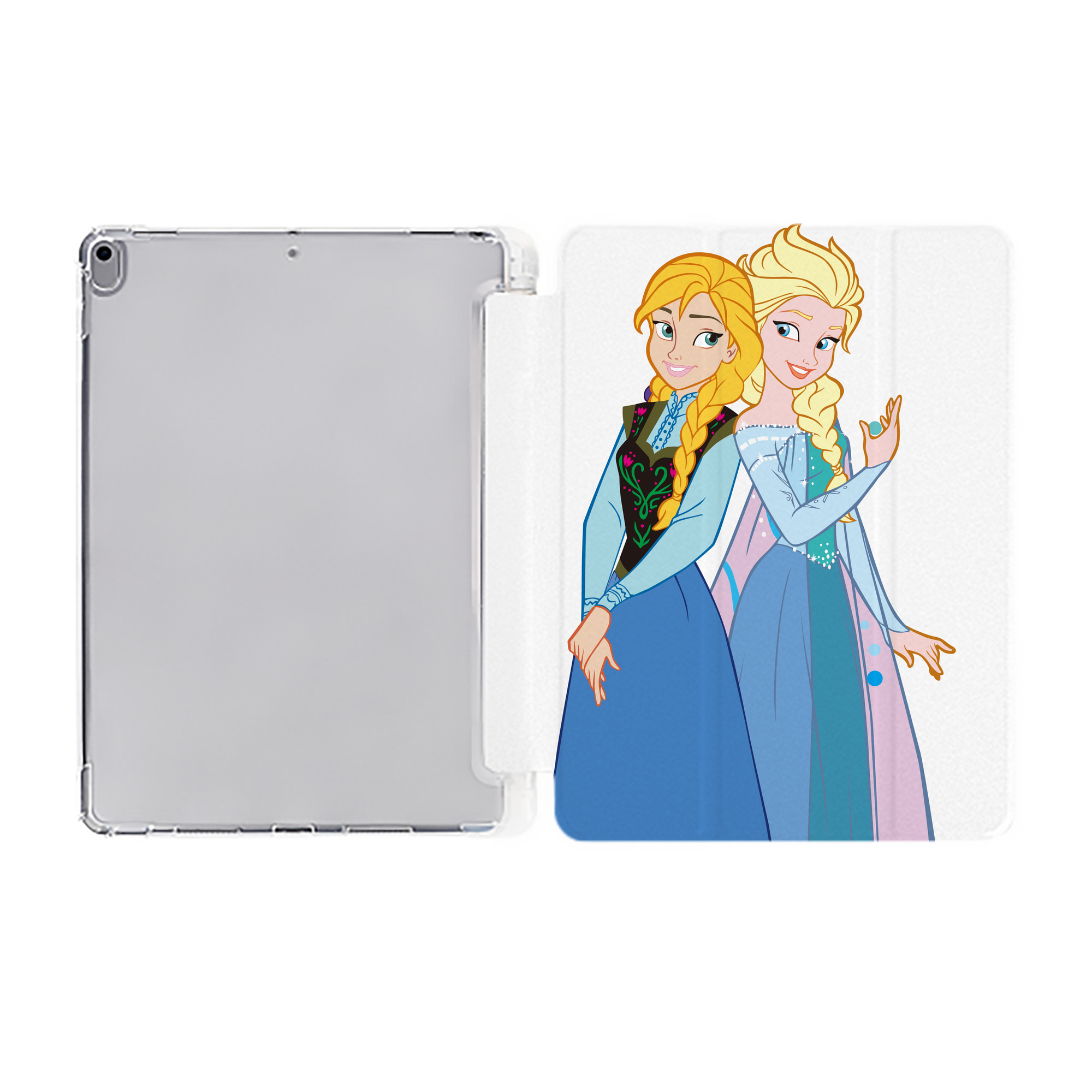 （画像用） アナと雪の女王 アンナ エルサ Frozen Anna Elsa IPad ケース ペン収納付き 三つ折りスタンド PUレザー×シリコン 対応機種9.5/10.5/10.9インチ